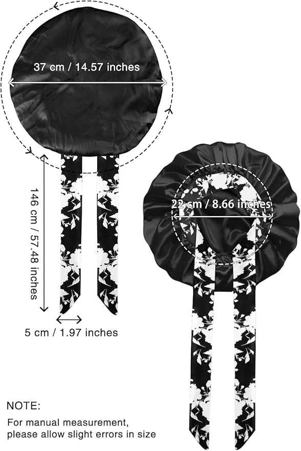 Double Layer Silk Bonnet with Tie Satin Lined Sleep Cap Hair Cover for Women's Curly Natural Hair