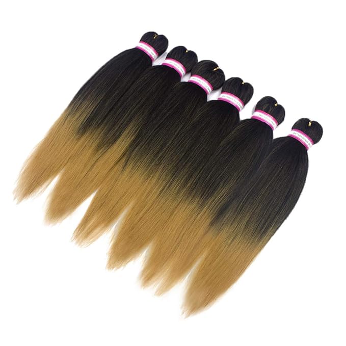 Dorsanee Ombre Honey Blonde Braiding Hair Pre Stretched 20 Inch 6 Packs Braiding Hair Extensions for Crochet Box Braids Twists Locs Hair Itch Free Soft Yaki Texture Hot Water Setting (20inch,#1B/27)