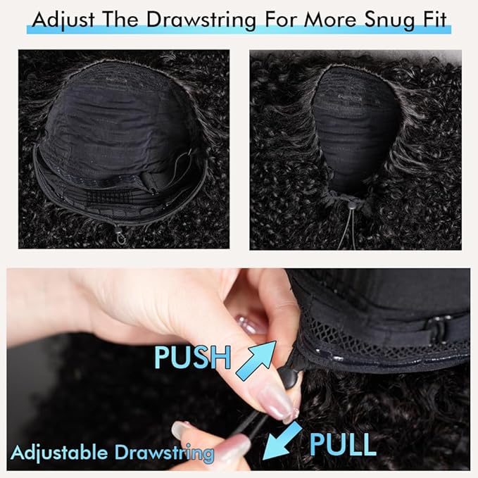 Wear Go Kinky Curly Half Wig Human Hair 18 Inch Glueless Wigs Human Hair 200% Density 3 In 1 Half Wigs for Black Women Curly Seamless Flip Wig Invisible Hairline Beginner Friendly