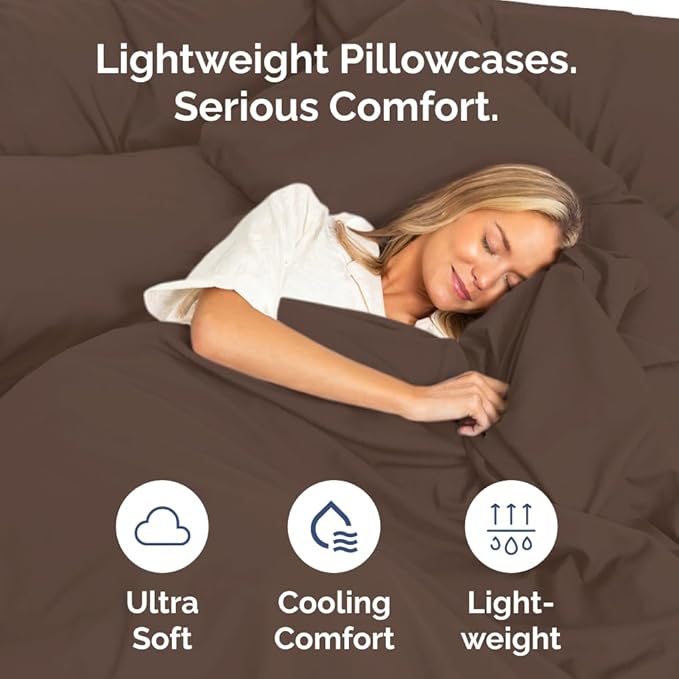 King Pillow Cases Set of 6 - Ultra Soft Hotel Quality Pillowcase Covers - Comfy & Wrinkle Free - Shrink, Stain and Fade Resistant - Easy-Care, Machine Washable Pillow Protectors - 6 Piece Set - Brown