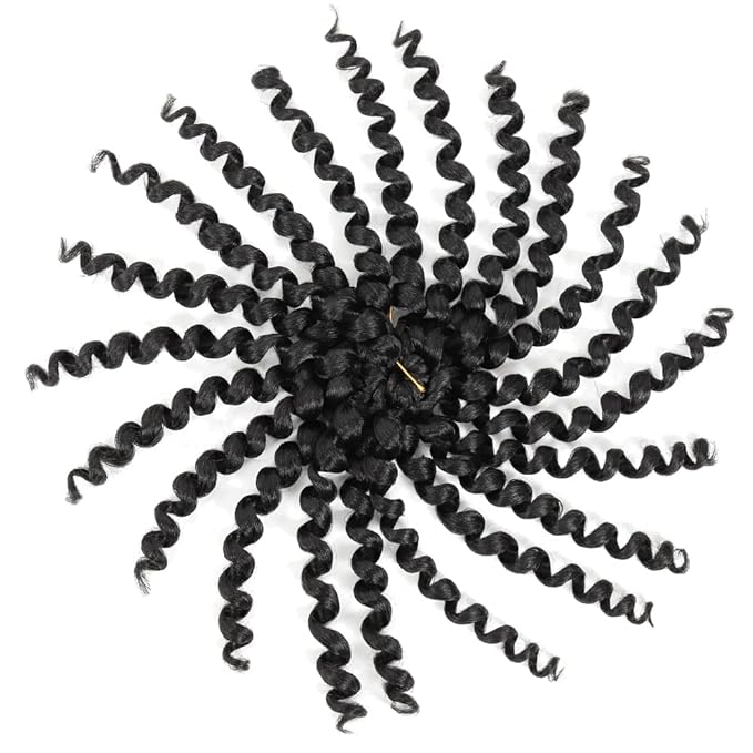 3 Packs Jamaican Bounce Crochet Hair 2X Ringlet Wand Curl Crochet Braids 8 inch Synthetic Pre Looped Crochet Hair Extensions Crochet Braiding Hair 60 Roots (#1B)