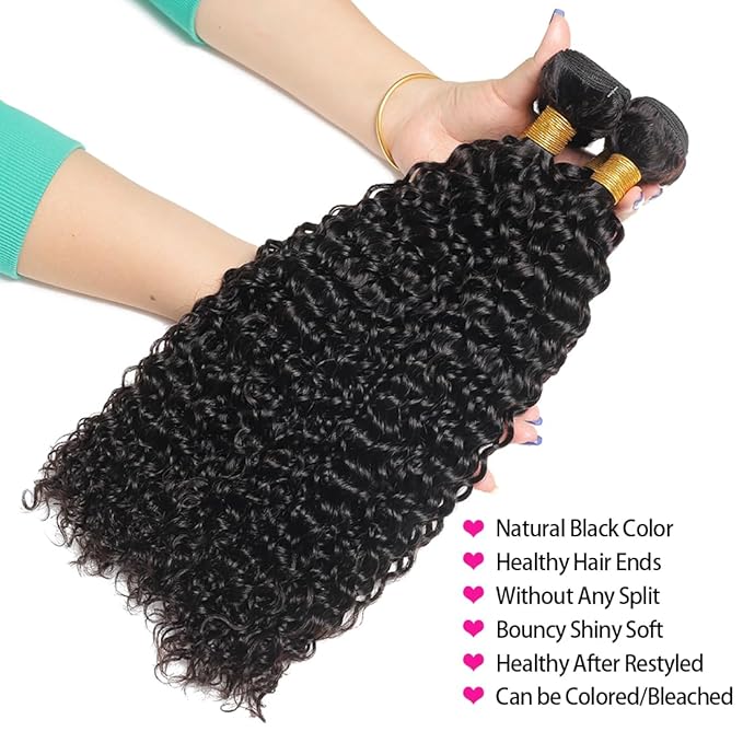 Water Wave Bundles with Closure Brazilian Virgin Human Hair(26 28 30+22,Free Part) Bundles with 4x4 Lace Closure 100% Unprocessed Wet and Wavy Human Hair Natural Color