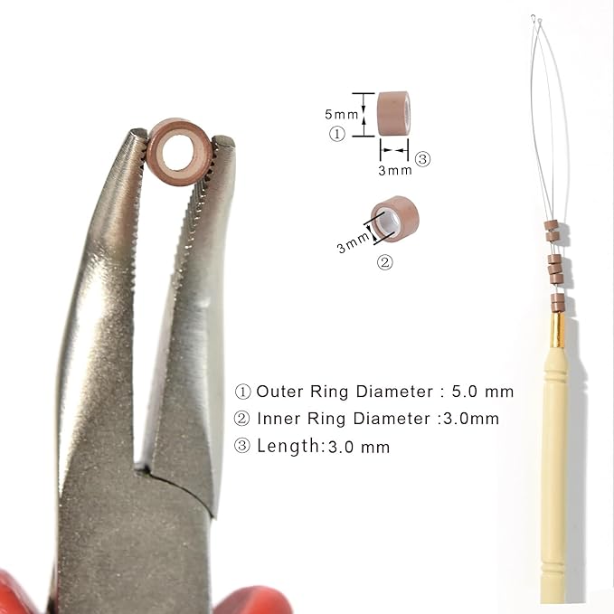 1000 Pcs 5.0 mm Silicone Lined Micro Links Rings Hair Extensions Beads Silicone Lined Beads for Human Hair Extensions and Feather Extensions (Light Brown)