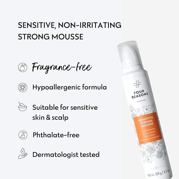 No nothing Very Sensitive Strong Hair Mousse - Volumizing, Hypoallergenic, Fragrance, Paraben & Alcohol Free, Unscented, Gluten & Soy Free - 6.8 oz (New Packaging)