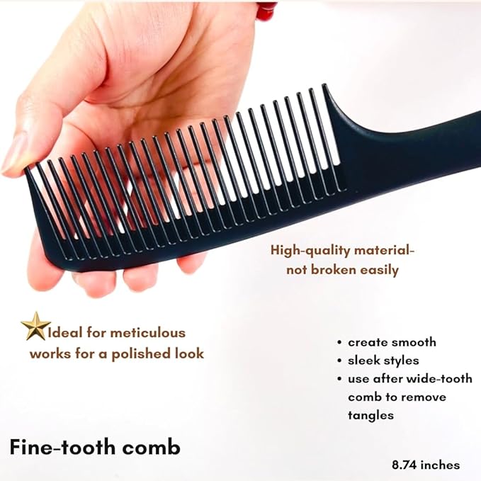 VIVEDGE| Carbon Comb Set for Curly Hair | Anti Static Frizz-free Detangling Wide Tooth Parting Combs with Premium Hair Acccessories for Styling | Gift set for loved ones(Pink-Light Yellow)