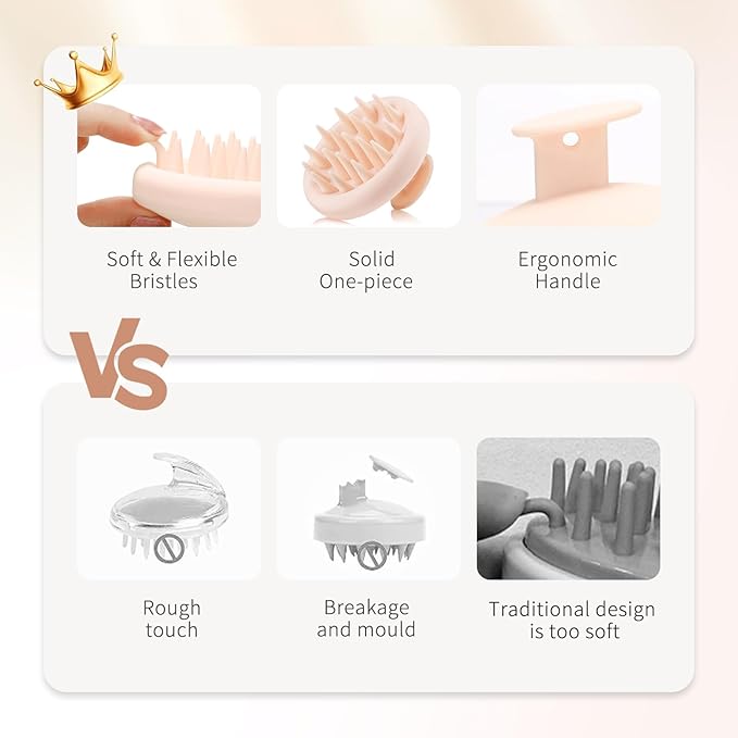 One-Piece Silicone Scalp Massage Brush, Scrubber With Soft Massager for Hair Growth, Deep Cleansing Relaxation, Durable, Gentle on Scalp, Wet Dry Hair Massage Tool