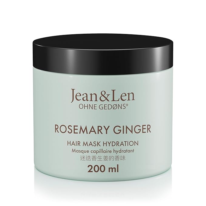 Jean & Len Hair Mask Rosemary & Ginger, for severely damaged, dry & dull hair, intensive moisturizing care, without parabens, silicones and microplastics, 6.76 Fl. Oz.