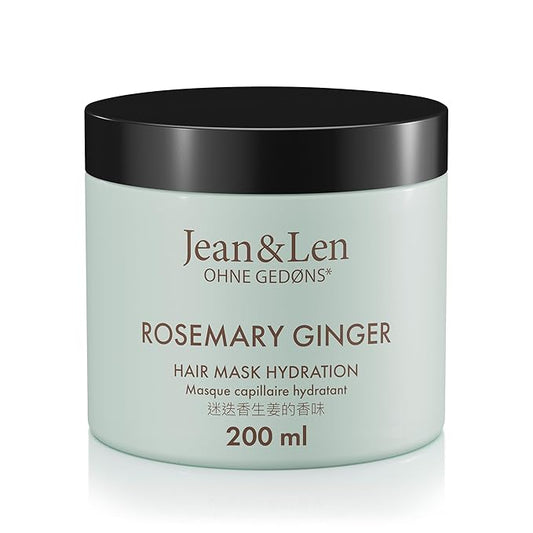 Jean & Len Hair Mask Rosemary & Ginger, for severely damaged, dry & dull hair, intensive moisturizing care, without parabens, silicones and microplastics, 6.76 Fl. Oz.