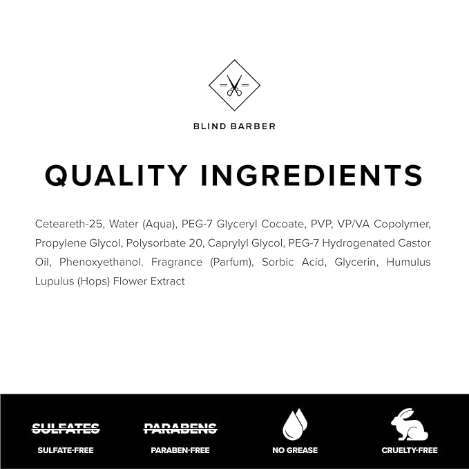 Blind Barber 151 Proof Deluxe Hair Pomade for Men - Water Based Pomade with Hops & Tonka Bean - Heavy Hold & High Shine Finish - Free of Parabens and Sulfates (2.5 oz)