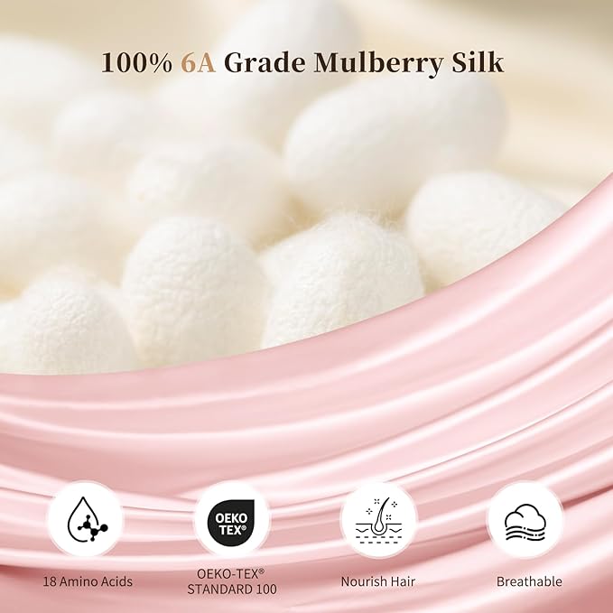 THXSILK 100% Mulberry Silk Bonnet for Sleeping Women, Silk Bonnet with Elastic Band, Hair Wrap Cap for Women Curly Hair, Pink