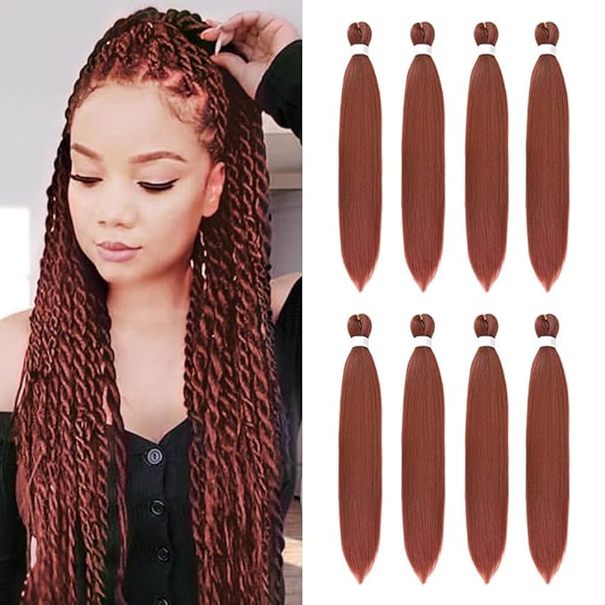 8 Pack Ombre Braiding Hair Pre Stretched - 30" 90G/Pack Premium Pre Stretched Braiding Hair Extensions, Professional Itch Free Hot Water Setting Perm Yaki Texture Prestretched Hair(#350)
