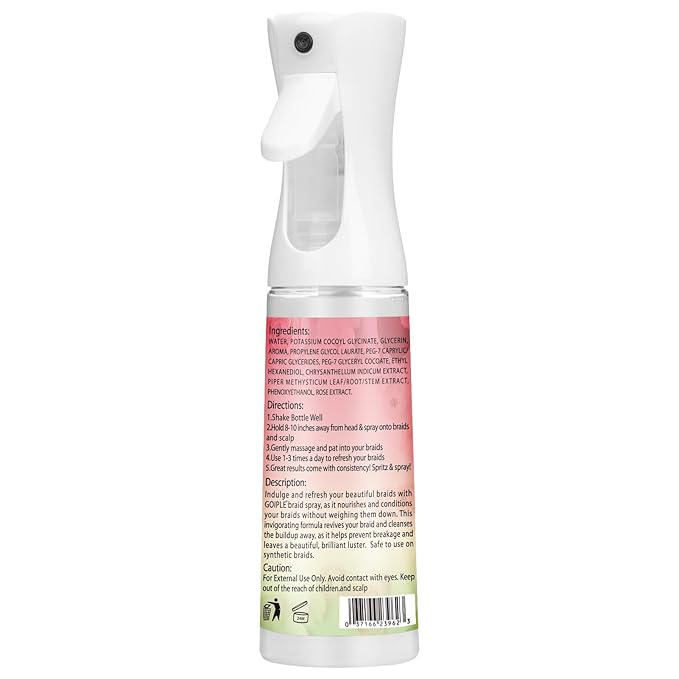 10 fl oz Braid Spray Rose Mint for Dreads, Dreadlocks, Locks Spray Rose Water for Itchy Scalp, Shine & Lightweight for Dull Hair Twists, Cornrows, Box Braids Moisturizer, Rose Water for All Hair Types