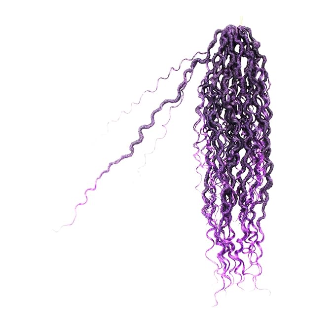 8Packs Goddess Locs Crochet Hair 18Inch Boho Faux Locs,Crochet Loc With Curly Ends River Hippie Bohemian Loc Crochet Hair for Black Women(1B/Purple, 18inch(Pack of 8))