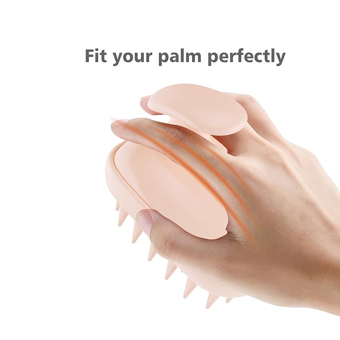 2-in-1 Scalp Massager Shampoo Brush,Scalp Scrubber, Exfoliator Brush for Removing Dandruff & Hair Growth,Detangling Scrubber for Wet or Dry Hair (Peach Fuzz Color)