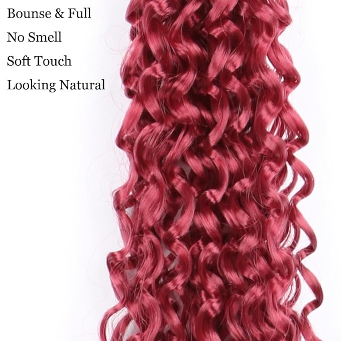 Curly Crochet Hair Extensions Burgundy Passion Twist Braids 24Inch Long Curly Braiding Hair 3Packs Spring Crochet Braids Hair Extensions Goddess Box Braids for Black Women(24",900#)