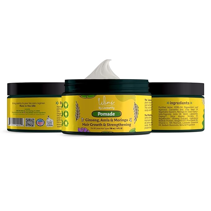 Wini by Locsanity Pomade for Loose Natural Hair - Alma, Moringa, Tamanu, Flax Seed, Ginseng, Baobab, 4 OZ