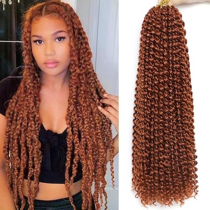 Copper Passion Twist Hair 24 Inch 5 Packs Passion Twist Braiding Hair Water Wave Crochet Hair For Black Women Passion Twist Crochet Hair/Butterfly Locs/Spring Twist Crochet Braids(24in,350)