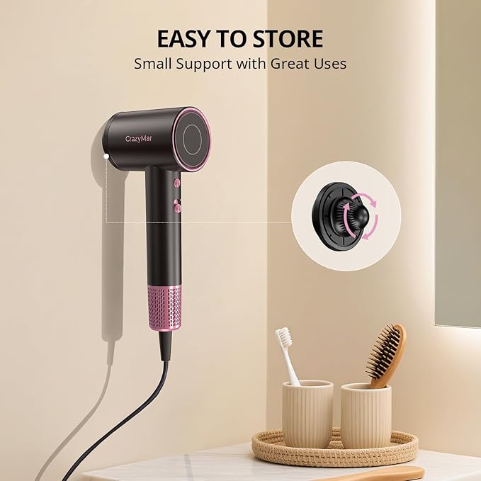 High Speed Hair Dryer, Travel Hair Dryer - 180,000 RPM/Min, 3 Min Fast Drying, 500 Million Negative Ions, Blow Dryer with 4 Temperature and 2 Speed Settings, Hair Dryers for Home & Travel（Rose Pink）