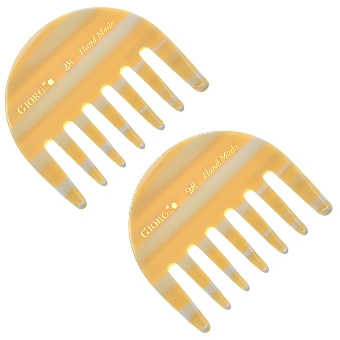 Giorgio G28 Detangling Comb, Pocket and Travel Hair Detangler for Thick Hair - Wide Tooth, Handmade, Saw-Cut, and Polished for Wet and Dry Everyday Care