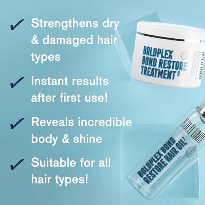Boldplex 3 & 7 Bond Restore Protein Treatment & Oil Duo for Dry & Damaged Hair - Hydrating Formula for Curly, Colored, Frizzy, Broken or Bleached Types. Cruelty-Free & 100% Vegan