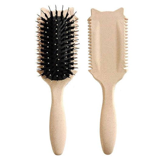 Curly Hair Brush, Curl Defining Brush for Effortless Curly Hair Care, Funny Cat Ear Type Curl Brush Suitable for Wet & Dry Hair,Women and Men,Reduces Frizz (Beige)
