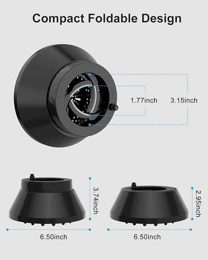 Universal Hair Dryer Diffuser, Foldable Diffuser Attachment for Curly & Wavy Hair, Fits 1.6" to 3.2" Nozzle Dryers, Enhances Curls Definition & Reduces Frizz for Natural Hair(Black)