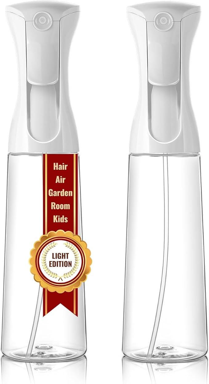 Mistifi Continuous Ultra Fine Mist Spray Bottle – Refillable Water Mister for Hair, Hairstyling, Barber, Salon, Plants, Cleaning, Skincare – (350ml 2Pcs, Transparent bottle)