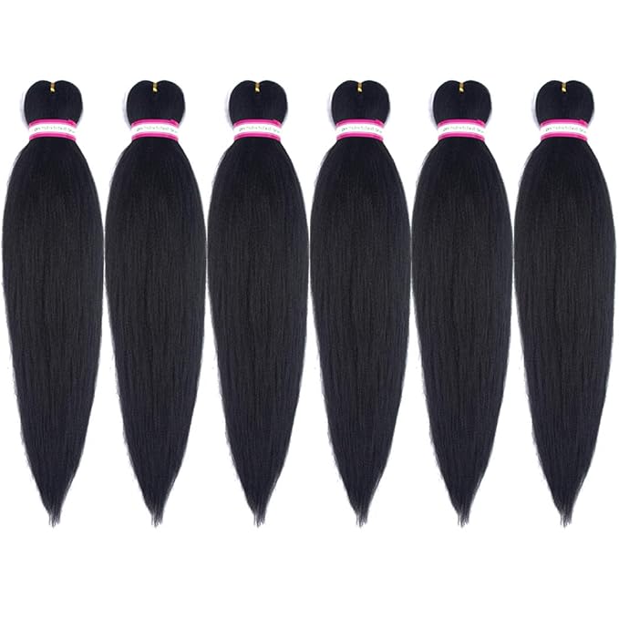 Dorsanee Natural Black Braiding Hair Pre Stretched 20 Inch 6 Packs Braiding Hair Extensions for Crochet Box Braids Twists Locs Hair Itch Free Soft Yaki Texture Hot Water Setting (20inch,#1B)