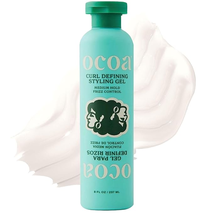 OCOA Beauty Curl Defining Styling Gel with Flaxseed, Mango Butter & Hibiscus - Hydrates, Defines, and Controls Frizz for Soft, Touchable Curls, 8 oz