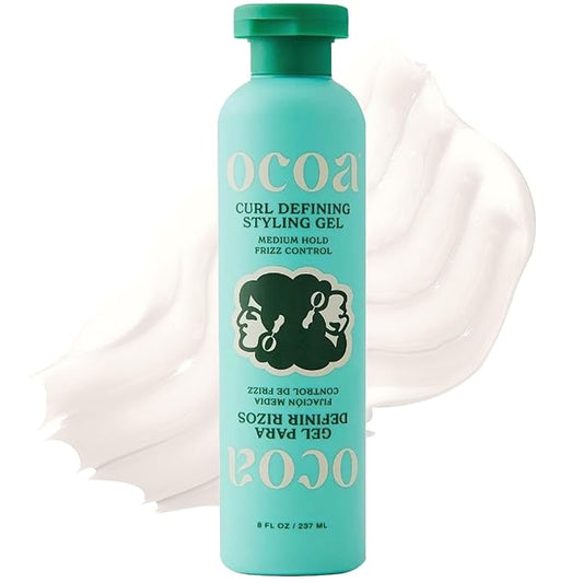 OCOA Beauty Curl Defining Styling Gel with Flaxseed, Mango Butter & Hibiscus - Hydrates, Defines, and Controls Frizz for Soft, Touchable Curls, 8 oz