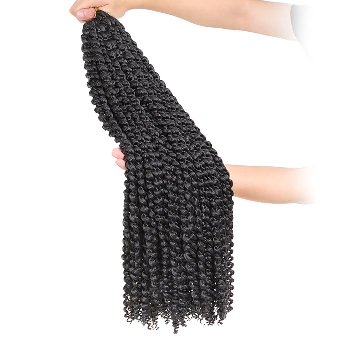ZRQ Passion Twist Hair Natural Black 7Packs 30 Inch Water Wave Crochet Hair Goddess Bohemian Spring Twist Hair for Butterfly Locs Crochet Hair Synthetic Braiding Hair Extensions #1B