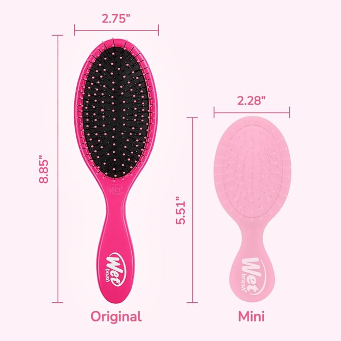 Wet Brush Detangling Brush, Original Detangler Brush (Pink) - Wet & Dry Tangle-Free Hair Brush for Women & Men - No Tangle Soft & Flexible Bristles for Straight, Curly, & Thick Hair