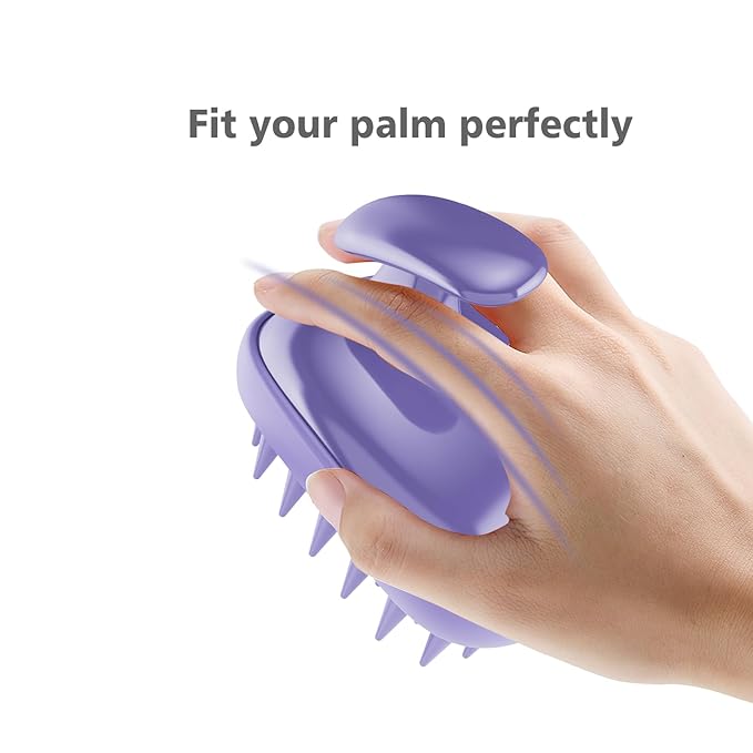 2-in-1 Scalp Massager Shampoo Brush,Scalp Scrubber, Exfoliator Brush for Removing Dandruff & Hair Growth,Detangling Scrubber for Wet or Dry Hair - for All Hair Types(Purple)