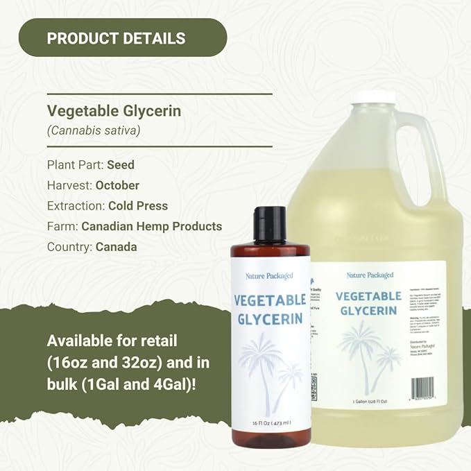 Vegetable Glycerin Oil - 100% Pure Plant Based Glycerol for DIY Skincare, Hair Care, Soap Making & Cosmetics - Vegan Moisturizing Humectant for Lotions & Creams - USP Grade 16oz 2packs