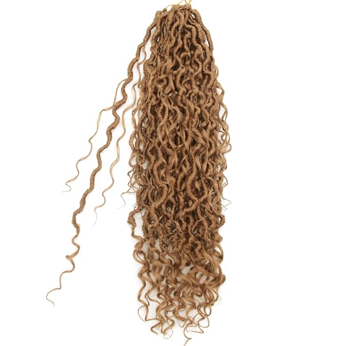 8Packs Goddess Locs Crochet Hair 18Inch Boho Faux Locs,Crochet Loc With Curly Ends River Hippie Bohemian Loc Crochet Hair for Black Women(27#, 18inch(Pack of 8))