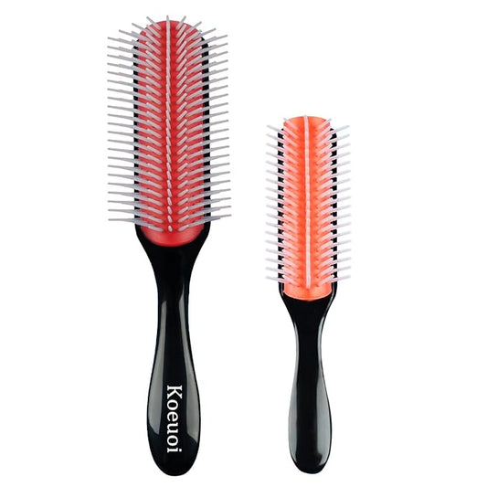 Classic Styling Hair Brush for Wet or Dry Curly Hair. 9 Row Black Brush for Detangling, Separating, Shaping