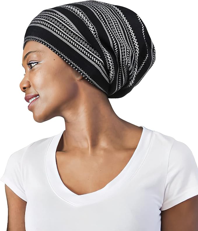 Adjustable Satin Lined Sleep Cap for Dreadlocks Curly Hair Large Head-Stay On Overnight