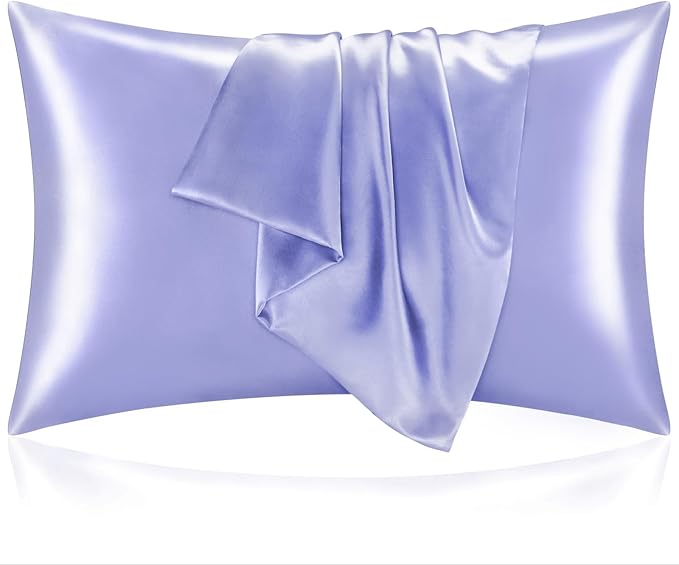 BEDELITE Satin Pillowcase for Hair and Skin, Super Soft and Cooling Similar to Silk Pillow Cases 2 Pack with Envelope Closure, Gift for Women Men(20"x30" Queen Size, Lilac)
