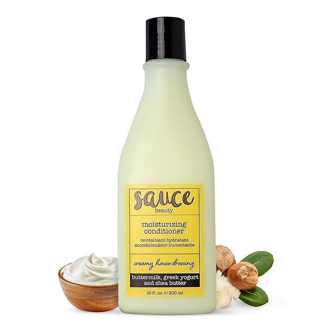 SAUCE BEAUTY Creamy House Dressing Hair Conditioner for Curly Hair, Fine to Medium Hair - Frizz Control Detangler (10 Fl Oz) | Moisturizing, with Shea Butter, Buttermilk, Greek Yogurt