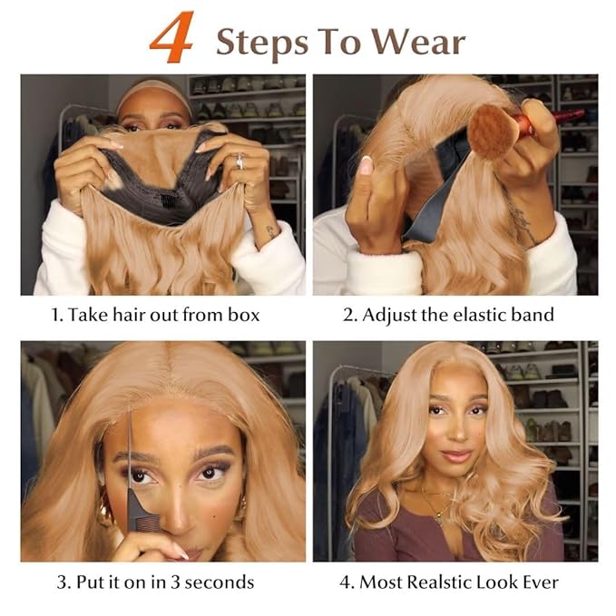 UMEGOOD Honey Blonde Wig Human Hair 27# Colored Ash Blonde Wig Human Hair 9X6 HD Body Wave Lace Front Wigs 200 Density 9X6 Glueless Frontal Wigs Human Hair Pre-Plucked Honey Blonde Wig 32 Inch