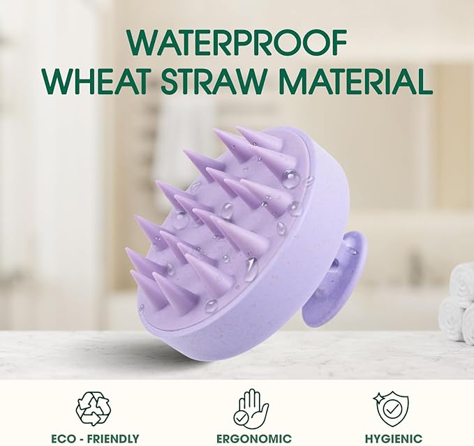 Scalp Massager Brush for Hair Growth – Silicone Scalp Scrubber & Scalp Exfoliator – Manual Scalp Massager Brush for Wet or Dry Use – Hair Massager Scalp Shampoo Brush Tool (Purple)