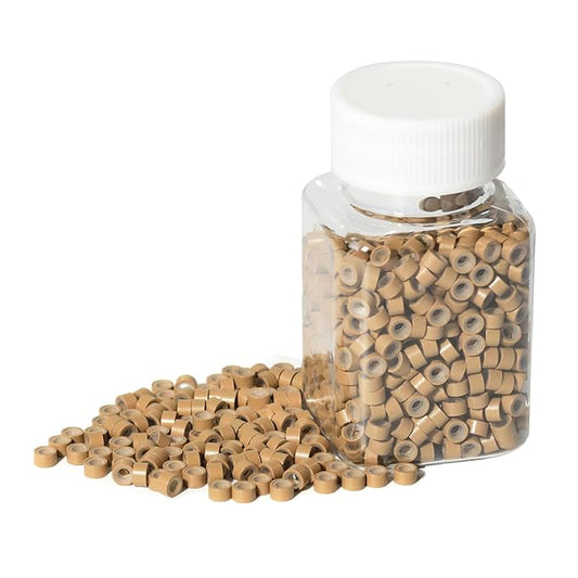 1000 Pcs 5.0 mm Silicone Lined Micro Links Rings Hair Extensions Beads Silicone Lined Beads for Human Hair Extensions and Feather Extensions (Dark Blonde)