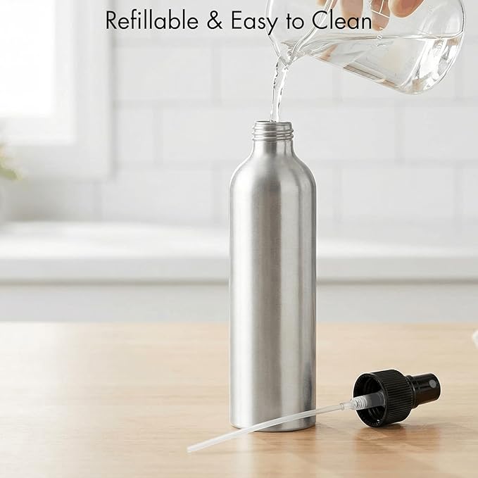 Youeon 9 Pack 8 Oz Aluminum Fine Mist Spray Bottles, Refillable & Leak-Proof Metal Empty Spray Bottle Set for Travel, Perfume, Toner, Essential Oils & Hair-Body Care