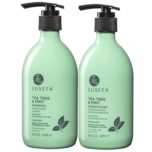 Luseta Tea Tree Mint Shampoo and Conditioner for Hair with Lavender, Tea Tree and Peppermint Oil Clarifying Shampoo and Conditioner, Sooth the scalp Fight Dandruff and Itchy for Women and Men