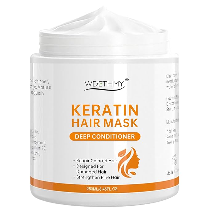 Hydrating Hair Mask for Damaged Hair - Deep conditioning & Moisturizing & Smoothing Hair Mask for Dry and Curly Hair, Natural Keratin Hair Treatment - Paraben, Phthalate & Sulfate Free