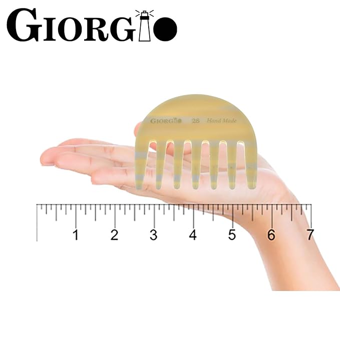 Giorgio G28 & G63 Small Travel Purse Detangling Comb, Wide Teeth Pocket Comb for Thick Curly Wavy Hair. Detangler Combs for Wet or Dry Hairs. Handmade, Saw-Cut and Hand Polished