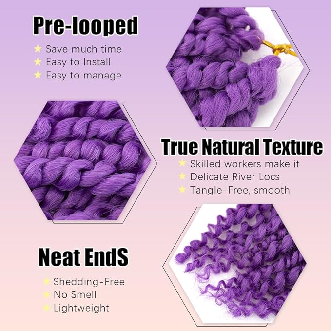 18inch Passion Twist Crochet Hair 96 Stands Pre-Twisted Passion Twist Hair 6 Packs Pre-Looped Passion Twists Braids Synthetic Passion Twist Purple Crochet Braids Hair Extensions (806#, 18 inch)