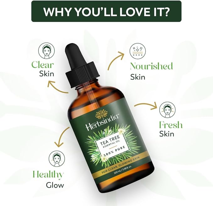 Tea Tree Essential Oil for Skin - Huge 3.3 Fl Oz - 100% Pure - Premium Grade with Glass Dropper, Undiluted, Non-GMO