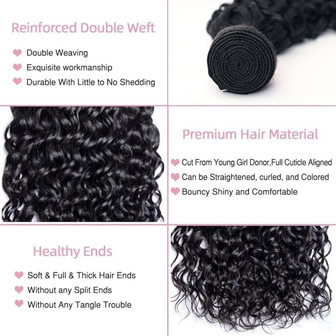 Water Wave Human Hair Bundles 22 Inch Burmese Curly 1 Bundle Human Hair 12A Unprocessed Brazilian Virgin Hair with Long-Lasting Curls Natural Black