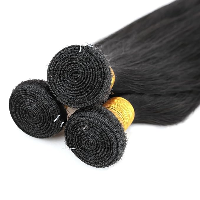 Human Hair Bundles Brazilian Straight Weaves 100% Unprocessed Virgin Straigt Human Hair 3 Bundles 18 20 22Inch Raw Sew in Bundles Deals for Black Woman Nature Black